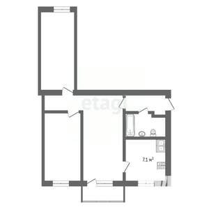 3-к квартира, вторичка, 55м2, 4/5 этаж