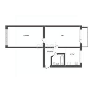 2-к квартира, вторичка, 43м2, 3/5 этаж