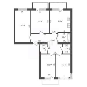 4-к квартира, вторичка, 92м2, 2/3 этаж