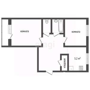 2-к квартира, вторичка, 48м2, 1/5 этаж