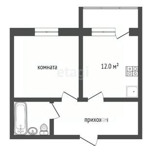 1-к квартира, вторичка, 39м2, 3/3 этаж