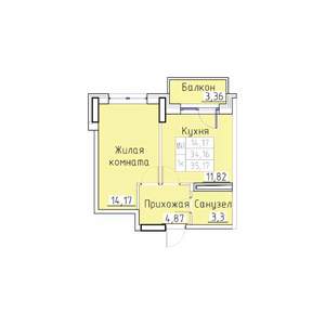 1-к квартира, вторичка, 35м2, 8/8 этаж