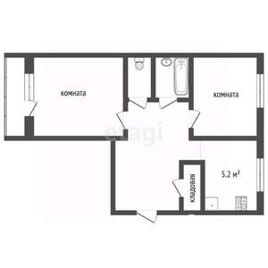 2-к квартира, вторичка, 48м2, 1/5 этаж