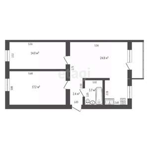 3-к квартира, вторичка, 62м2, 5/5 этаж