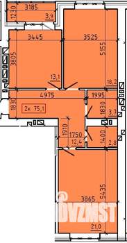 2-к квартира, вторичка, 75м2, 9/9 этаж