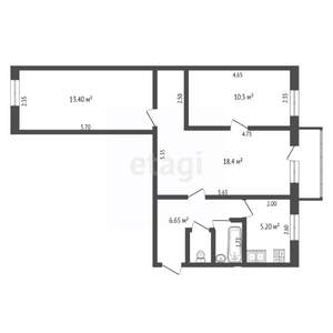 3-к квартира, вторичка, 58м2, 2/3 этаж