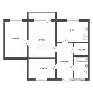 3-к квартира, вторичка, 58м2, 3/5 этаж