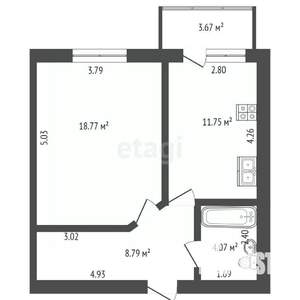 1-к квартира, вторичка, 44м2, 7/10 этаж