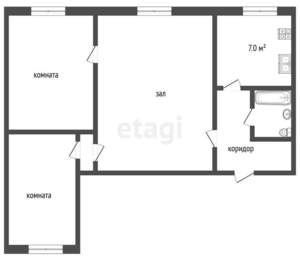 3-к квартира, вторичка, 59м2, 5/5 этаж