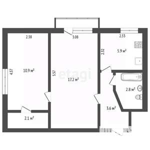 2-к квартира, вторичка, 43м2, 3/5 этаж