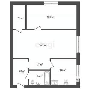 2-к квартира, вторичка, 42м2, 1/2 этаж