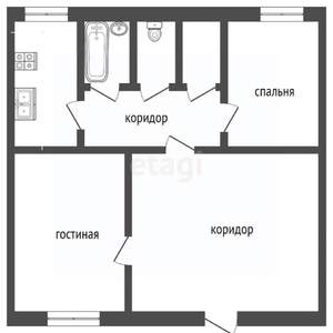 2-к квартира, вторичка, 54м2, 2/3 этаж