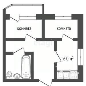 2-к квартира, вторичка, 44м2, 2/5 этаж