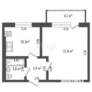 1-к квартира, вторичка, 39м2, 2/5 этаж