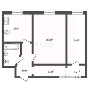 2-к квартира, вторичка, 41м2, 5/5 этаж