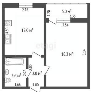 1-к квартира, вторичка, 36м2, 9/10 этаж