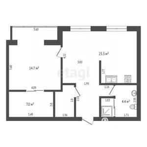 2-к квартира, вторичка, 65м2, 3/3 этаж