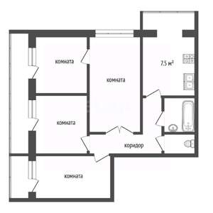 4-к квартира, вторичка, 64м2, 2/9 этаж