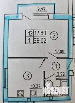 1-к квартира, вторичка, 38м2, 3/4 этаж