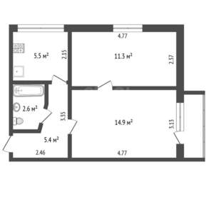 2-к квартира, вторичка, 40м2, 2/5 этаж