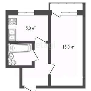 1-к квартира, вторичка, 29м2, 2/5 этаж