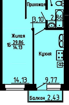 1-к квартира, вторичка, 31м2, 1/3 этаж
