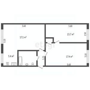 3-к квартира, вторичка, 62м2, 1/5 этаж