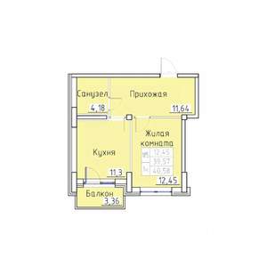 1-к квартира, вторичка, 41м2, 3/8 этаж