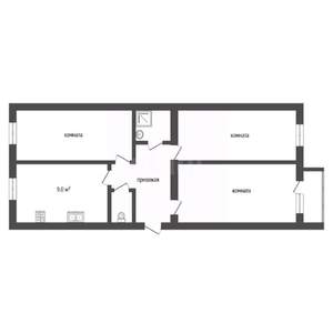 3-к квартира, вторичка, 63м2, 3/3 этаж