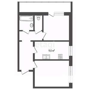 2-к квартира, вторичка, 51м2, 8/9 этаж