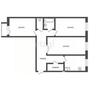 3-к квартира, вторичка, 61м2, 8/9 этаж