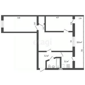 3-к квартира, вторичка, 66м2, 1/5 этаж