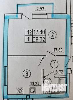 1-к квартира, вторичка, 38м2, 3/4 этаж