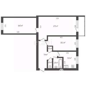 3-к квартира, вторичка, 59м2, 2/5 этаж