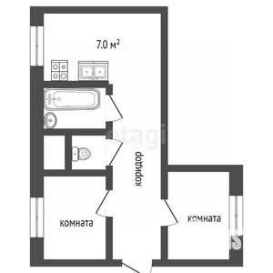 2-к квартира, вторичка, 42м2, 1/2 этаж