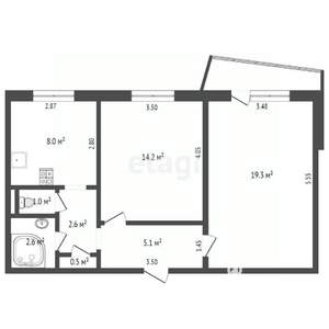 2-к квартира, вторичка, 52м2, 7/9 этаж