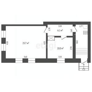 2-к квартира, вторичка, 50м2, 1/1 этаж