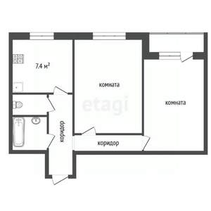 2-к квартира, вторичка, 46м2, 9/9 этаж