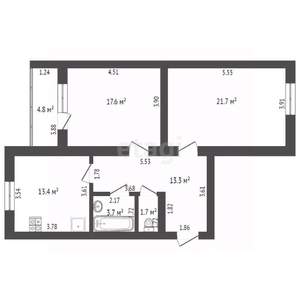 2-к квартира, вторичка, 71м2, 8/8 этаж