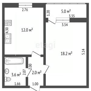 1-к квартира, вторичка, 36м2, 9/10 этаж