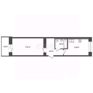 1-к квартира, вторичка, 39м2, 1/9 этаж