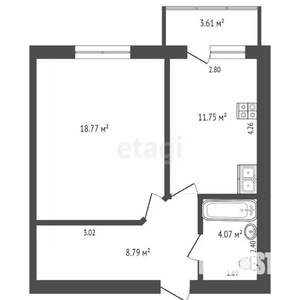 1-к квартира, вторичка, 44м2, 8/10 этаж