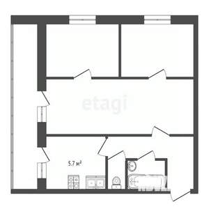 3-к квартира, вторичка, 55м2, 1/4 этаж