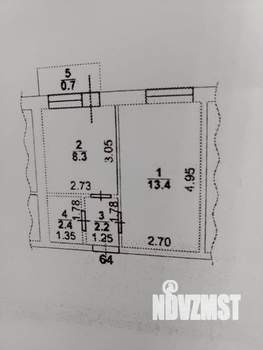 1-к квартира, вторичка, 27м2, 1/3 этаж