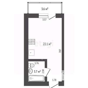 Студия квартира, вторичка, 30м2, 3/10 этаж
