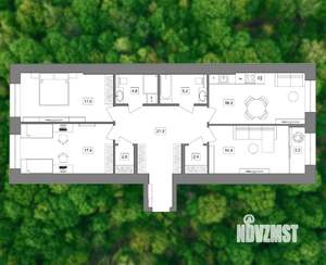 2-к квартира, строящийся дом, 56м2, 4/18 этаж