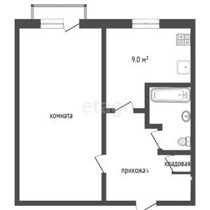 1-к квартира, вторичка, 39м2, 6/9 этаж
