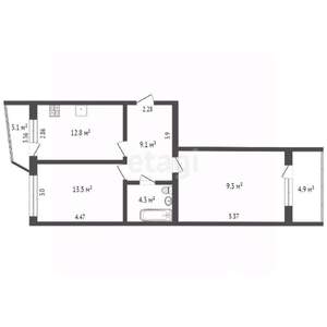 2-к квартира, вторичка, 65м2, 7/9 этаж