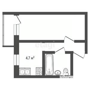 1-к квартира, вторичка, 34м2, 4/5 этаж