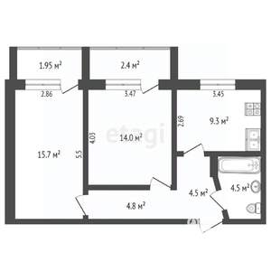 2-к квартира, вторичка, 53м2, 10/10 этаж
